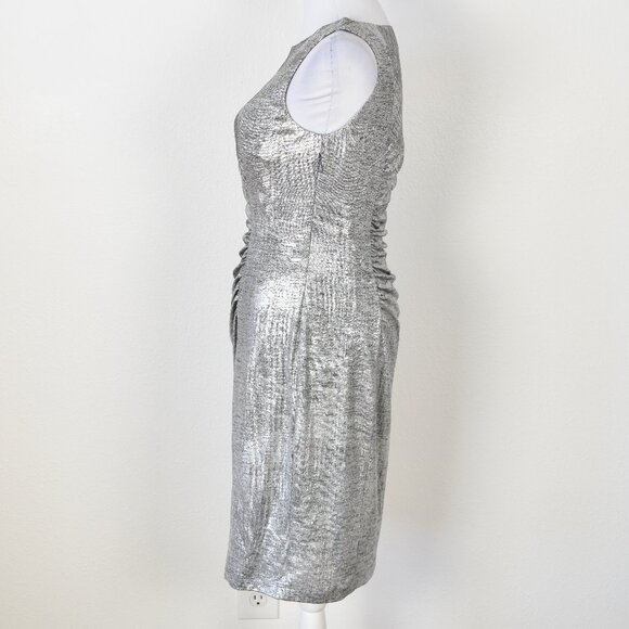 Calvin Klein Metallic Silver Formal Sheath Dress - 6 - Picture 5 of 9